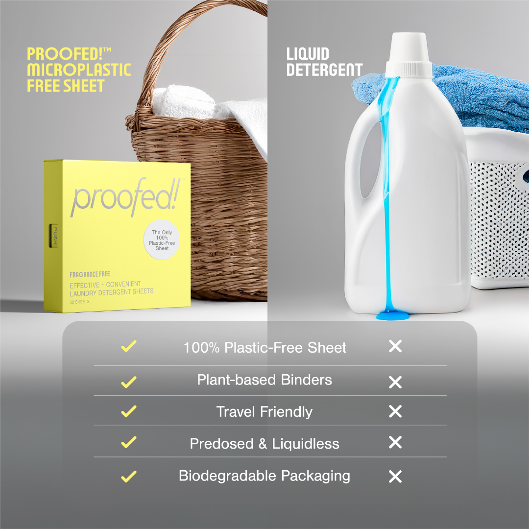 Infographic comparing liquid to detergent sheets